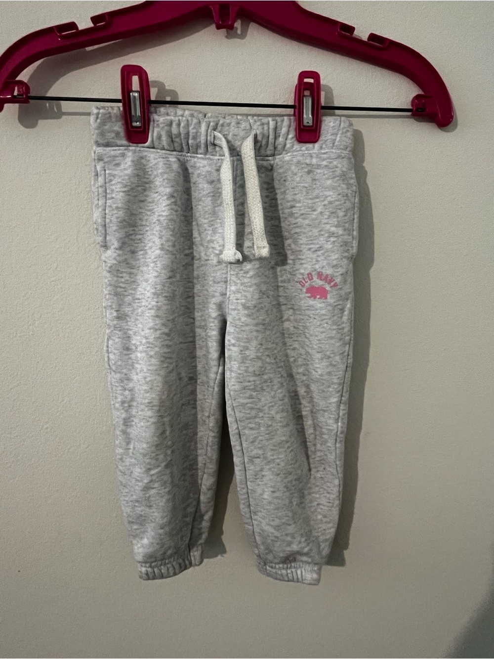 Gap Kids Gray Drawstring Sweatpants with Pink Logo
